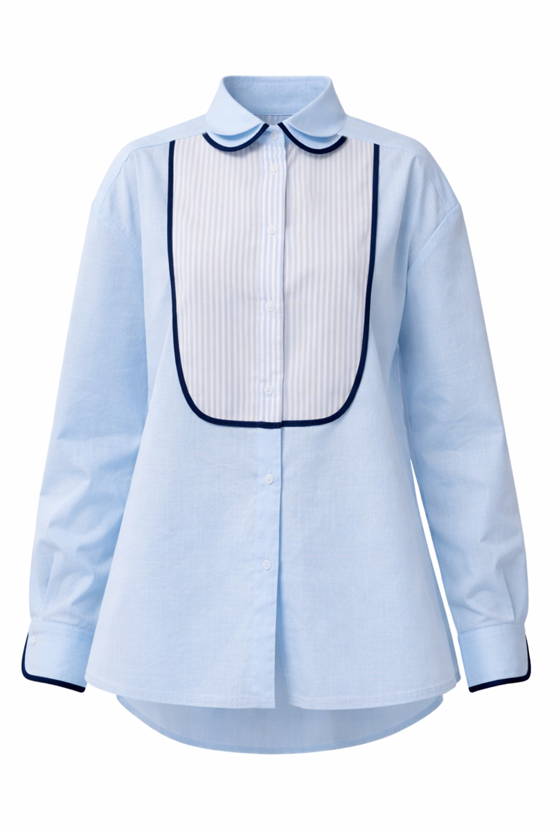 Сорочка блакитна з подвійним коміром